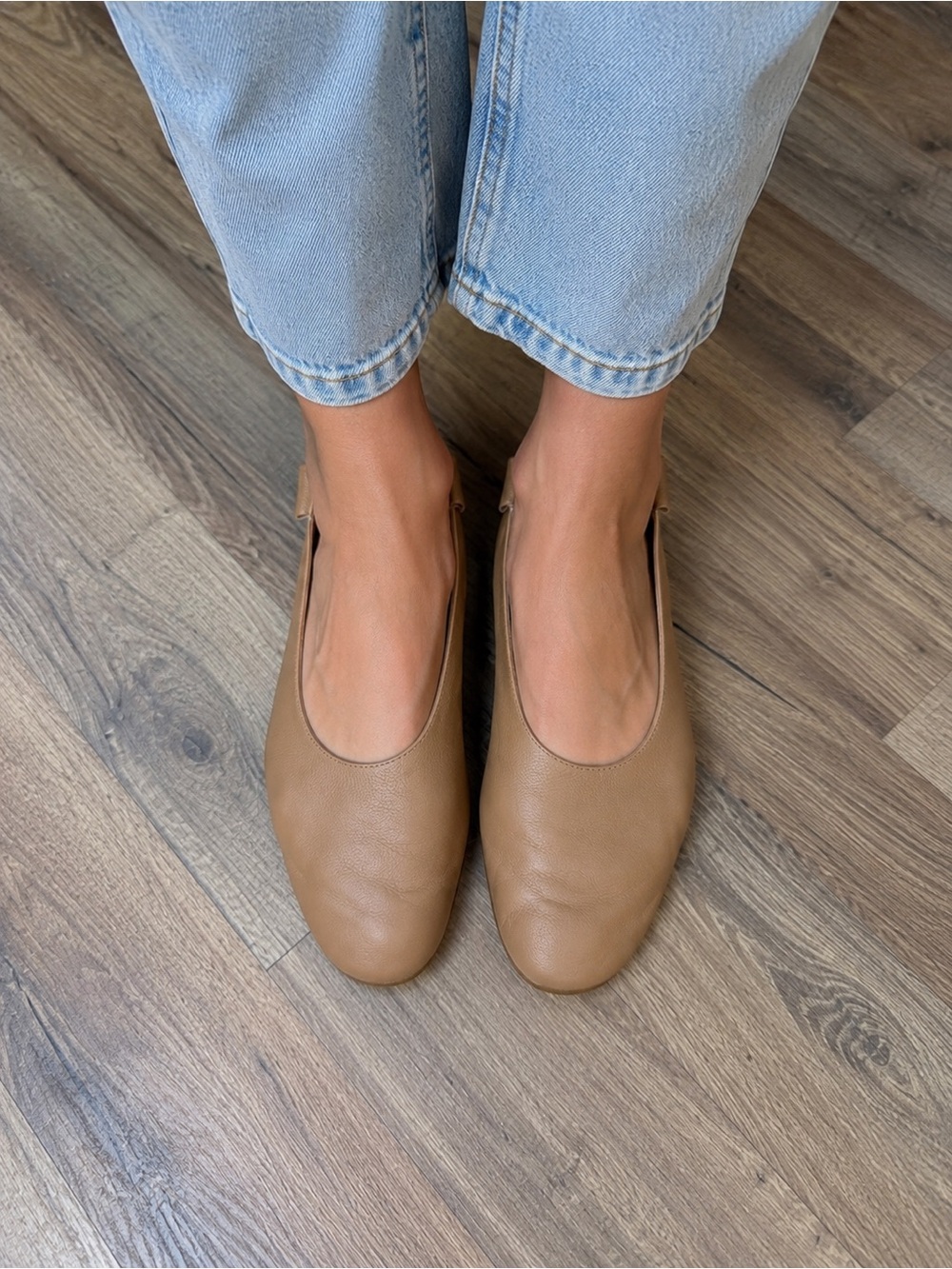 Everlane Leather Day Glove Flats Size 7.5‎ Camel Brown Made in Italy